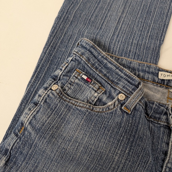 Tommy Hilfiger Denim Jeans Pinstripe Low Rise Jenna Hip Hugger Skinny Bootcut - Picture 3 of 9